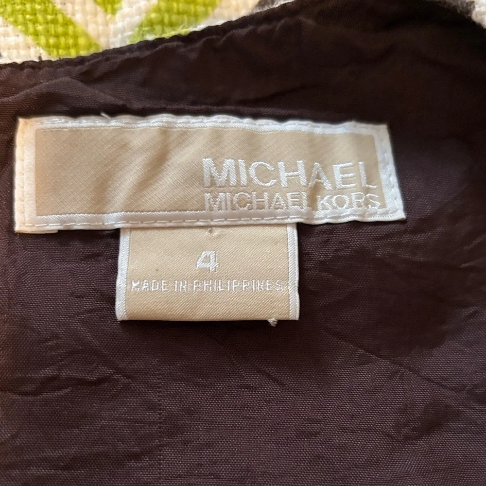 MICHAEL Michael Kors Green and Brown Geometric Midi Dress - Picture 3 of 3